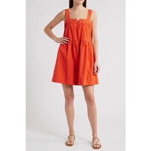 NWT Nation LTD Claribel Red Babydoll Dress 100% Pima Cotton Scandi Coquette